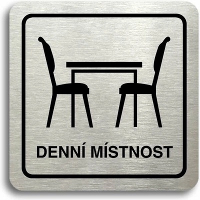 Accept Piktogram "denní místnost" (80 × 80 mm) (stříbrná tabulka - černý tisk)