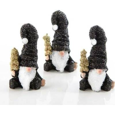 Logbuch-Verlag 3 malé vánoční figurky Santy 8 cm černobílé zlato jako mini dárek trpaslík trpaslík