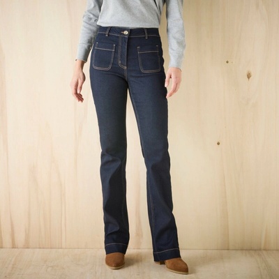 Bootcut kalhoty s našitými kapsami tmavě modré