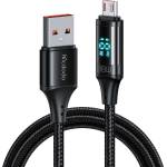 Mcdodo Кабел за данни - Mcdodo (CA-1070) - USB 2.0 → Micro-USB, цифров дисплей, найлон оплетка, алуминий, 3A, 1.2m - Черен