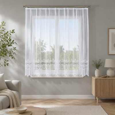 Dekorační krátká vzorovaná záclona na žabky MODESTA LINE 160 bílá 300x160 cm MyBestHome