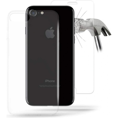 PURO Nude Kit - тънък силиконов кейс и стъклено защитно покритие за дисплея на iPhone 8, iPhone 7 (прозрачен)