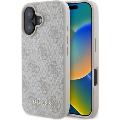 CG Mobile iPhone 16 GUESS 4G METAL GOLD LOGO пластмасов протектор за телефон текстилен заден капак ROSS CHINA GUHCP16SG4GFPI (GUHCP16SG4GFPI)
