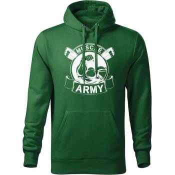 DRAGOWA мъжки суитшърт с качулка Muscle Army Original, зелен, 320г/м2 (5729)