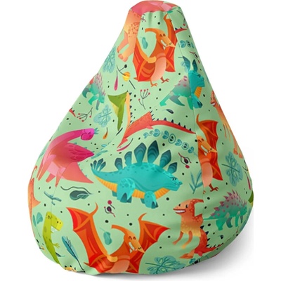 Sablio Sedací vak Pear Dinosauři v trávě 70 x 95 x 15 cm