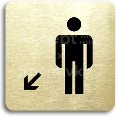 ACCEPT Piktogram WC muži vlevo dolů - zlatá tabulka - černý tisk bez rámečku