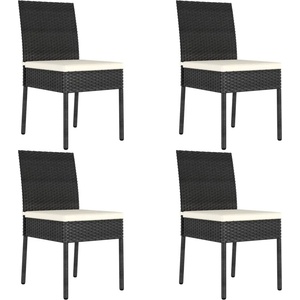 vidaXL Градински трапезни столове, 4 бр, полиратан, черни (315107)
