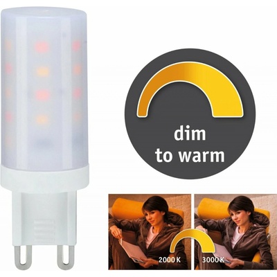 Paulmann LED žárovka 4W G9 teplá bílá dim to warm