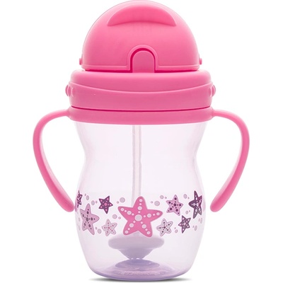 Lorelli Чаша с дръжки и сламка Lorelli - Baby Care, Pink & Purple (10230600005)