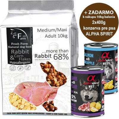 Fresh Farm Adult Medium&Maxi Intolerance Rabbit & Cornflakes 10 kg