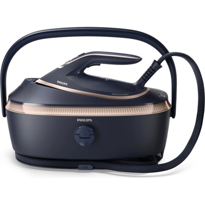 Philips Парогенератор Philips PerfectCare 8000 Series, 850 g/min парен удар, 1400 мл. резервоар, гладеща плоча SteamGlide Elite, технология Easy De-Calc, 3120W, тъмносин (PSG8300/20)