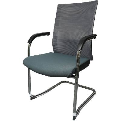 Посетителски стол RFG Snow Black M, дамаска и меш, до 120 kg, зелена седалка, светлосива облегалка, 2 броя в комплект (Snow Black M)