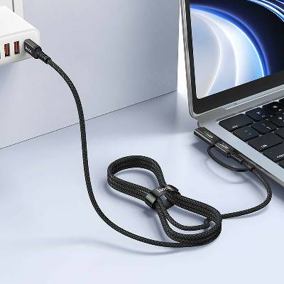 Hoco U142 2v1 USB C na USB C Mag3 Hoco 240W 1,8m černý