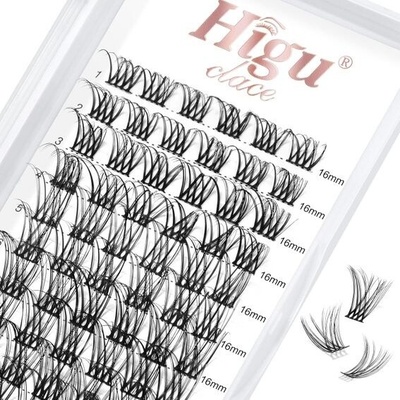 DIY prodlužování řas 72 ks D Curl 16mm clusterové prodlužování řas tenké řasy