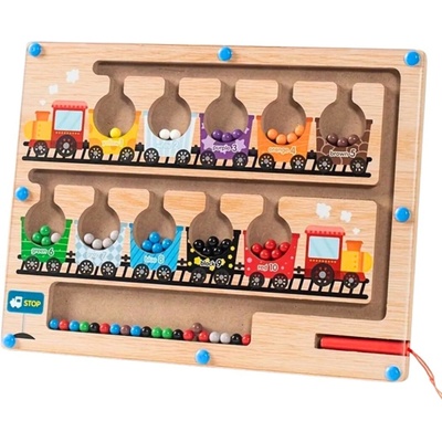 iMex Toys HE0802 Montessori magnetické bludiště ze dřeva učení barev a počítání