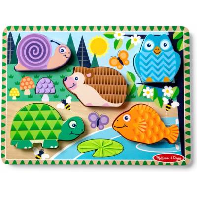 Melissa & Doug dřevěné Puzzle se zvířátky a jejich hmatovou stopou