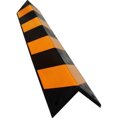 Ochrana rohů, pryžový nárazník Rubber 800 – černá, reflex. proužky, 800×100×8 mm