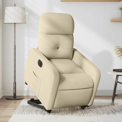 vidaXL 3206814 Elektrické zvedací polohovací křeslo textil krémová