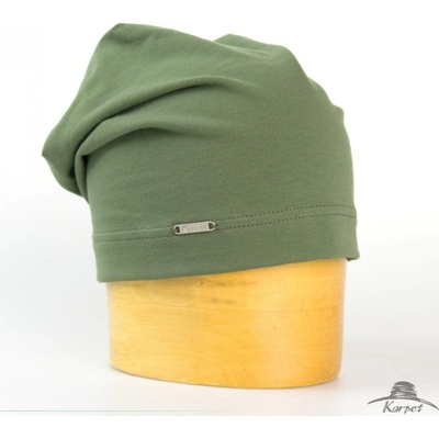 Dámská spadnutá úpletová čepice olivová