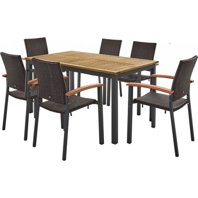 Livarno Home Sada hliníkového zahradního nábytku Valencia, 7dílná, hnědá