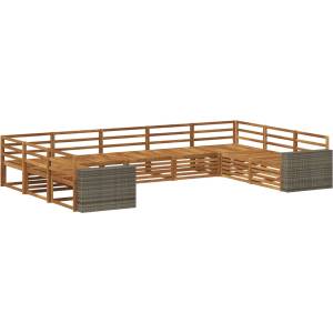 vidaXL Комплект дивани за открито 9 бр. Натурално (3383847)