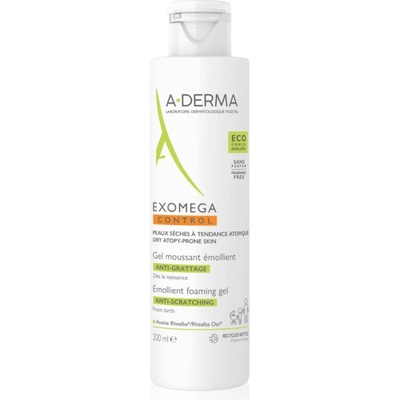 A-DERMA Exomega Control Emollient Foaming gel овлажняващ гел-пяна за суха атопична кожа 200ml