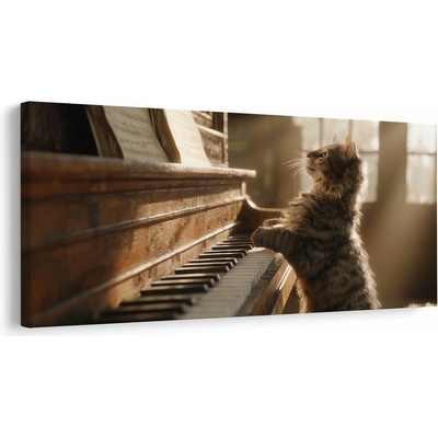 Obraz kočka u klavíru - 80x40