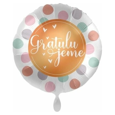 Premioloon Foliový balonek Gratulujeme Barevné puntíky CZ 43cm