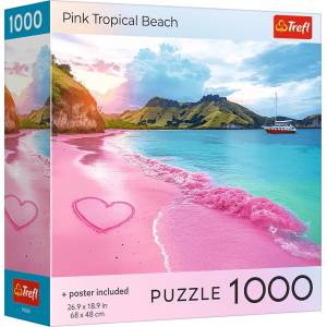 Trefl - Puzzle Pink Tropical Beach - 1 000 piese