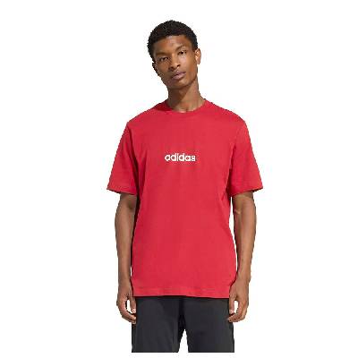 Тениска Adidas Essentials Linear Single Jersey Graphic short sleeve T-shirt - Red (Active Maroon / White)