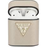 Guess Калъф Guess за AirPods, бежов Saffiano GUACA2VSATMLLG