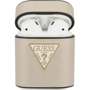 Guess Калъф Guess за AirPods, бежов Saffiano GUACA2VSATMLLG