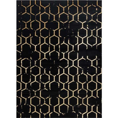 Dywany Łuszczów Gloss 407C 86 glamour Black / gold Čierna