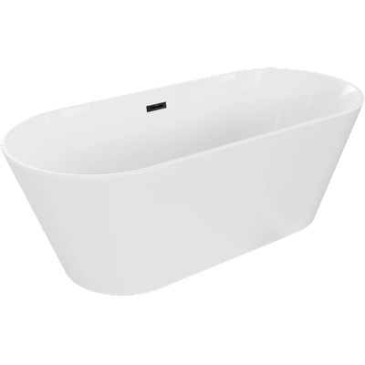 Mexen Flavia свободностояща вана 170 x 75 cm, бяла, черен преливник - 54031708000-70 (54031708000-70)