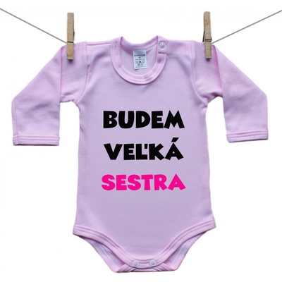 Boodyy Ružové body s dlhým rukávom Budem veľká sestra