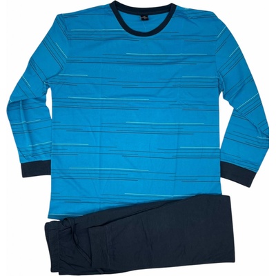 Pánské nadměrné bavlněné pyžama s dlouhým rukávem JON tyrkysová