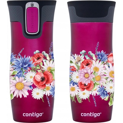 Contigo termohrnek 470 ml růžový květy