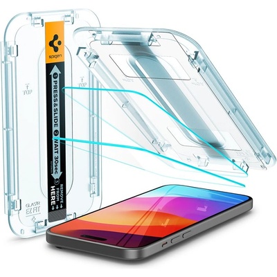 2 броя стъклени защитни покрития за дисплея на iPhone 15 Pro - Spigen Glas. tR EZ Fit Tempered Glass 2 Pack (прозрачен) (AGL06892)