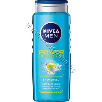 Nivea Душ гел Nivea Men Power Fresh Shower Gel, 500 ml, p/n NI-80898 - Душ гел за мъже за лице, коса и тяло с ментол и аромат водна мента (NI-80898)