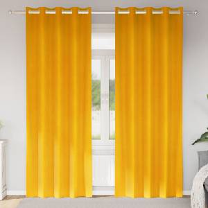 Pure Line Home Кадифени завеси в цвят шафран с метални халки, 2 бр. , 140 x 260 см