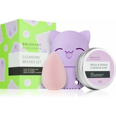 BrushArt Accessories BrushArt Accessories Brush & Sponge cleansing soap čisticí mýdlo pro kosmetické štětce 40 g + BrushArt Make-up Sponge Easy Blend houbička na make-up 1 ks