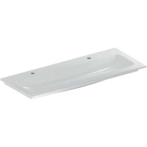 Geberit iCon - Двойна мебелна мивка 120x48x13 см, без преливник, 2 отвора за смесител, KeraTect, бяла 501.846. 00.2 (501.846.00.2)