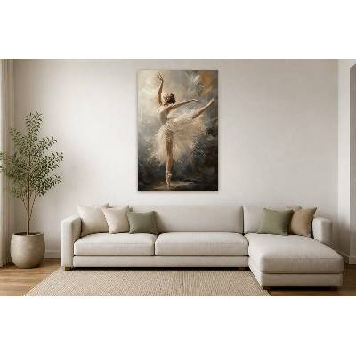 Obraz na plátně – Baletka v bílém v dynamické póze 90 × 135 cm