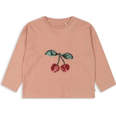 Konges Slojd triko s dlouhým rukávem LIN Cherry růžová