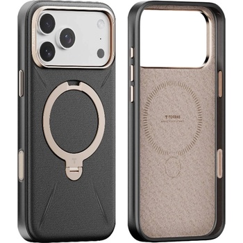 TORRAS Кожен кейс с MagSafe и вградена поставка за iPhone 17 Pro Max - Torras QPRO Leather Series (черен) (KF2355915)