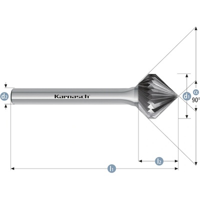 Karnasch 114063100 | KSK/KSK uhlová 90° fréza + uhlová 90° fréza priemer 16,0x15x6-60 mm, nepovlakované