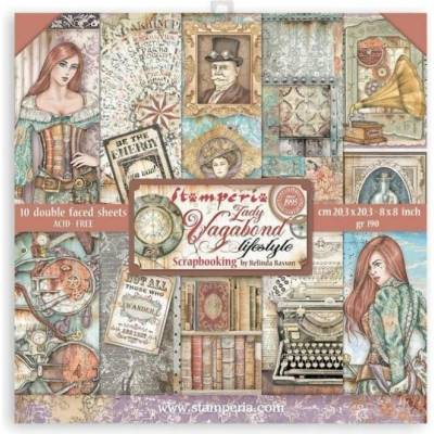 Stamperia Lady Vagabond lifestyle - sada papírů pro Scrapbooking 20x20 cm