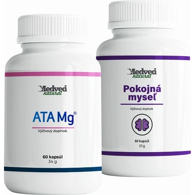 Medveď Natural Ata horčík 60 kapsúl a Pokojná myseľ 60 kapsúl