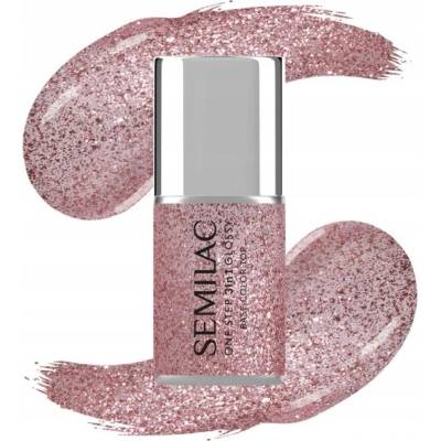 SEMILAC One Step Glossy Hybridní lak na nehty S250 Glitter Pink