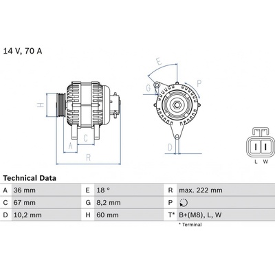 Alternátor BOSCH 0 986 043 101
